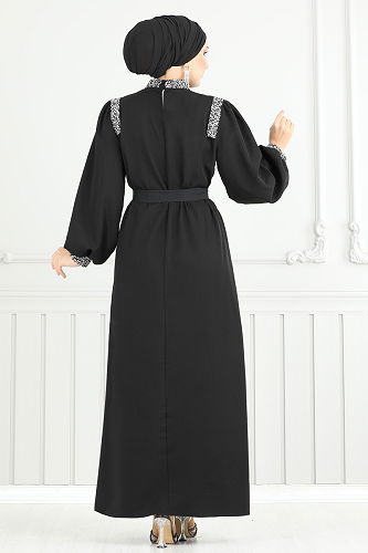 moda selvim فستان سهرة أسود 5656EDF311 - Thumbnail