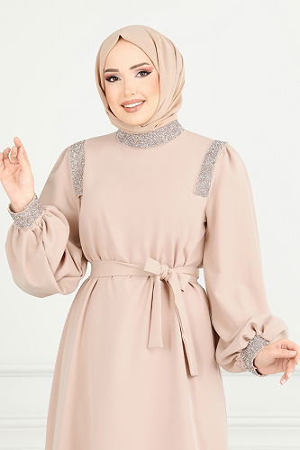 moda selvim فستان سهرة بيج 5656EDF311 - Thumbnail