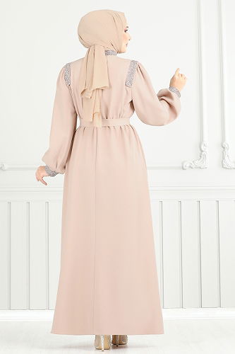 moda selvim فستان سهرة بيج 5656EDF311 - Thumbnail