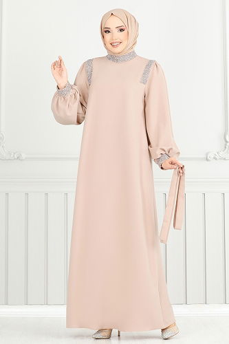 moda selvim فستان سهرة بيج 5656EDF311 - Thumbnail