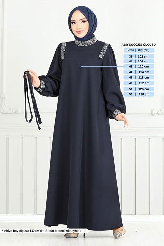 moda selvim Evening Dress 5656END900-M Navy Blue - Thumbnail