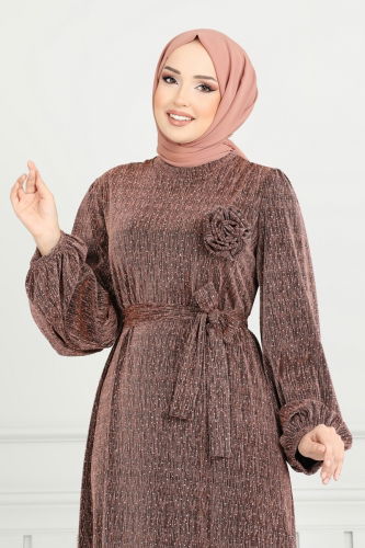moda selvim فستان سهرة نحاسي 5657EDF311 - Thumbnail