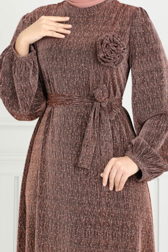 moda selvim فستان سهرة نحاسي 5657EDF311 - Thumbnail