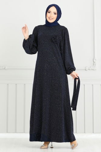 moda selvim فستان سهرة كحلي 5657EDF311 - Thumbnail
