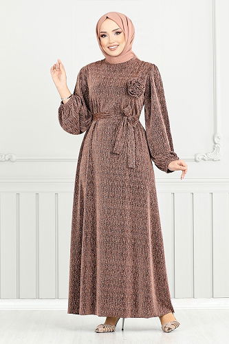 moda selvim Evening Dress 5657END900-M Copper - Thumbnail