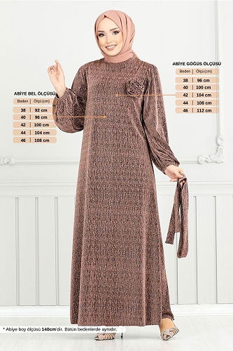 moda selvim Evening Dress 5657END900-M Copper - Thumbnail