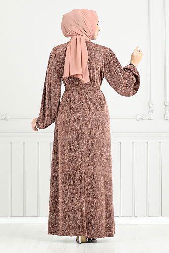 moda selvim Evening Dress 5657END900-M Copper - Thumbnail