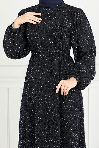 moda selvim Evening Dress 5657END900-M Navy Blue - Thumbnail