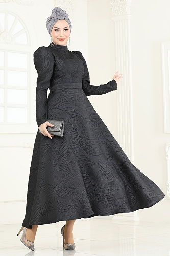 moda selvim فستان سهرة أسود 5658EDF311 - Thumbnail