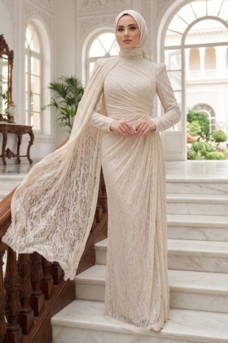 D.M.N.K. - Evening Dress 5659DMNK1166 Cream