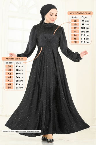moda selvim فستان سهرة أسود 5664EDF311 - Thumbnail