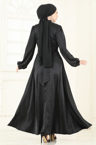 moda selvim فستان سهرة أسود 5664EDF311 - Thumbnail