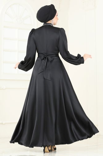moda selvim فستان سهرة أسود 5665EDF311 - Thumbnail