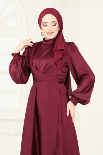 moda selvim فستان سهرة خمري 5665EDF311 - Thumbnail