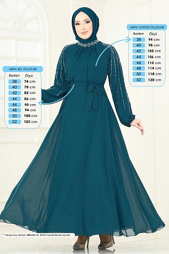 moda selvim فستان سهرة بترولي 5666EDF311 - Thumbnail