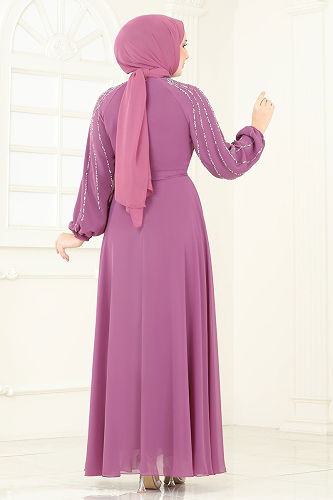 moda selvim Evening Dress 5666EDF311 Rose Dried - Thumbnail