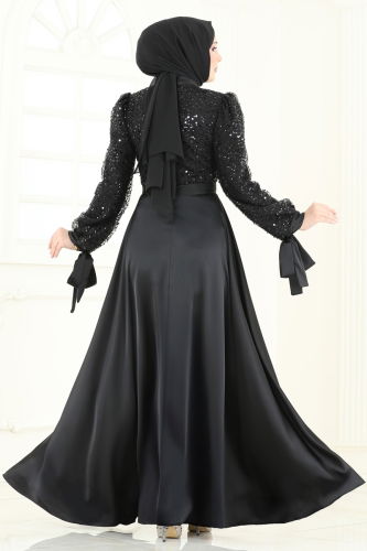 moda selvim فستان سهرة أسود 5670EDF311 - Thumbnail