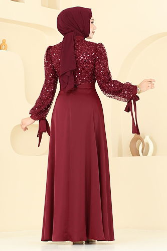 moda selvim فستان سهرة خمري 5670EDF311 - Thumbnail