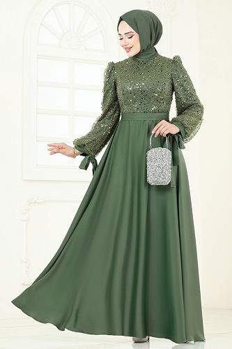 moda selvim فستان سهرة أخضر 5670EDF311 - Thumbnail