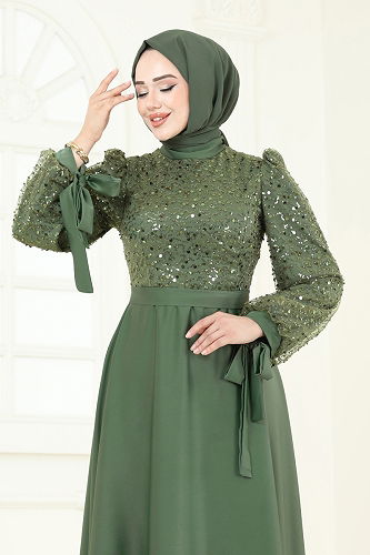 moda selvim فستان سهرة أخضر 5670EDF311 - Thumbnail