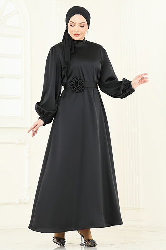 moda selvim فستان سهرة أسود 5674EDF311 - Thumbnail