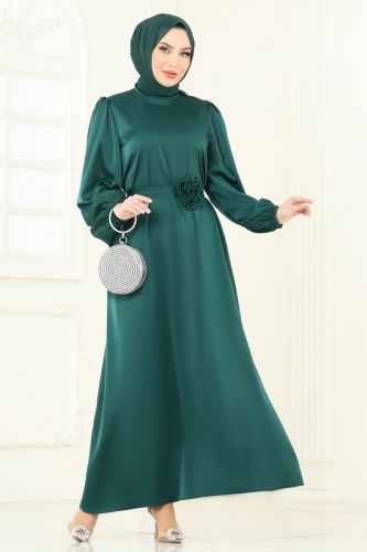 moda selvim فستان سهرة زيتي 5674EDF311 - Thumbnail