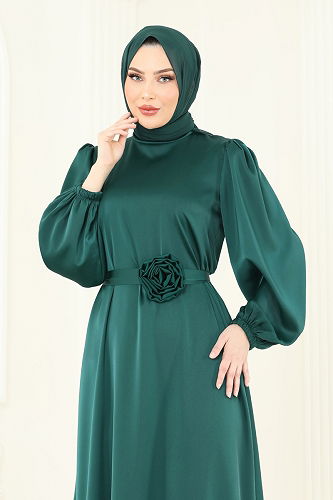 moda selvim فستان سهرة زيتي 5674EDF311 - Thumbnail