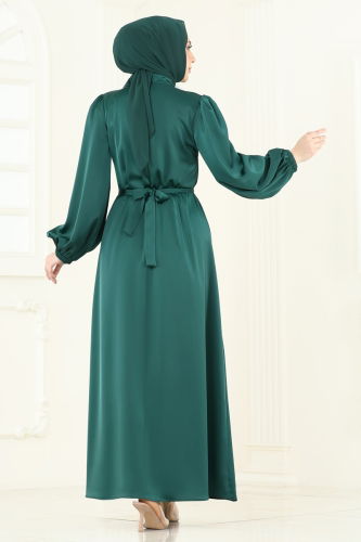 moda selvim فستان سهرة زيتي 5674EDF311 - Thumbnail