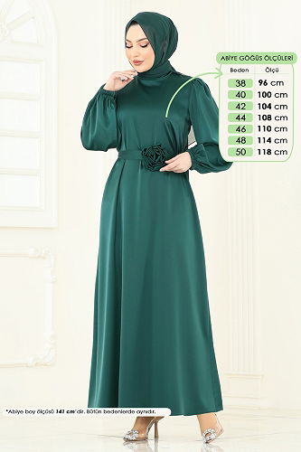 moda selvim فستان سهرة زيتي 5674EDF311 - Thumbnail