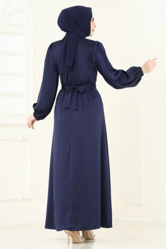 moda selvim Evening Dress 5674EDF311 Navy Blue - Thumbnail