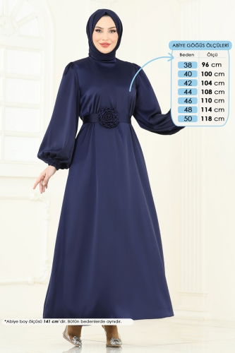 moda selvim Evening Dress 5674EDF311 Navy Blue - Thumbnail