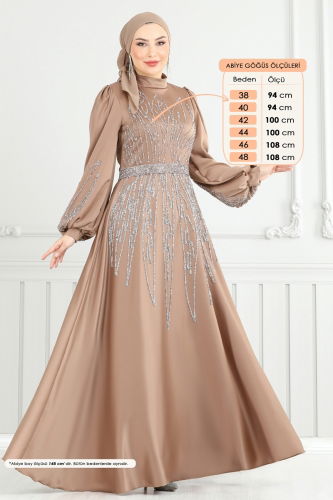 moda selvim فستان سهرة بني فاتح 5675EDF311 - Thumbnail