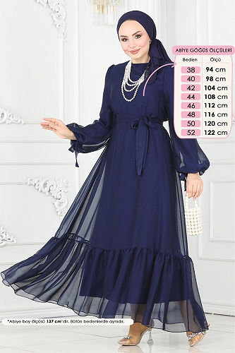 moda selvim فستان سهرة كحلي 5678EDF311 - Thumbnail