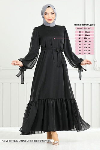 moda selvim Evening Dress 5678END900-M Black - Thumbnail