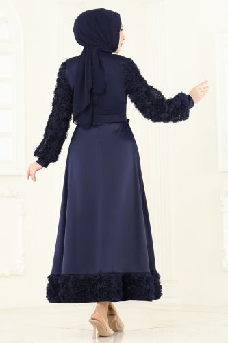 moda selvim فستان سهرة كحلي 5679EDF311 - Thumbnail