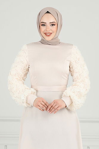 moda selvim فستان سهرة بيج 5679EDF311 - Thumbnail