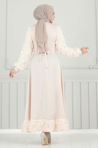 moda selvim فستان سهرة بيج 5679EDF311 - Thumbnail