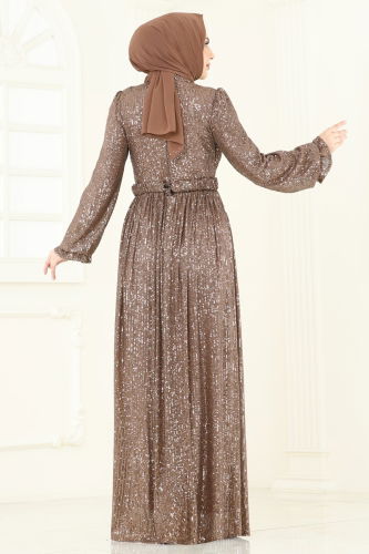 moda selvim Evening Dress 5680EDF311 Dark Vision - Thumbnail