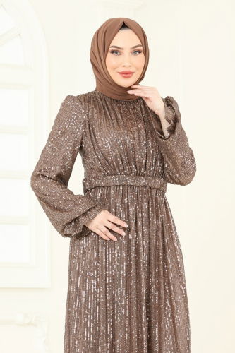 moda selvim فستان سهرة بيج غامق 5680EDF311 - Thumbnail