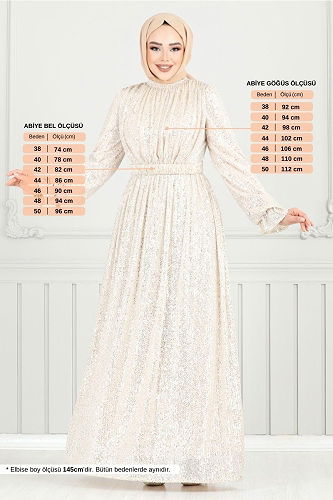 moda selvim Evening Dress 5680END900-M Stone - Thumbnail