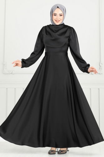 moda selvim فستان سهرة أسود 5681EDF311 - Thumbnail