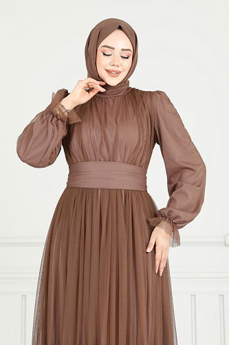 moda selvim فستان سهرة بيج غامق 5684EDF311 - Thumbnail