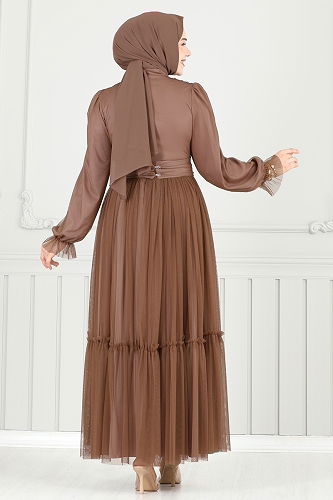 moda selvim فستان سهرة بيج غامق 5684EDF311 - Thumbnail