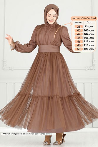 moda selvim فستان سهرة بيج غامق 5684EDF311 - Thumbnail