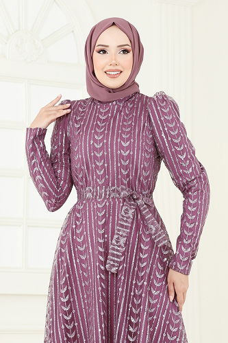 moda selvim فستان سهرة وردي غامق 5688EDF311 - Thumbnail