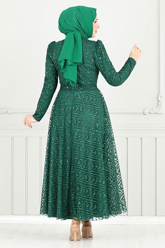 moda selvim Evening Dress 5688END900-M Emerald - Thumbnail