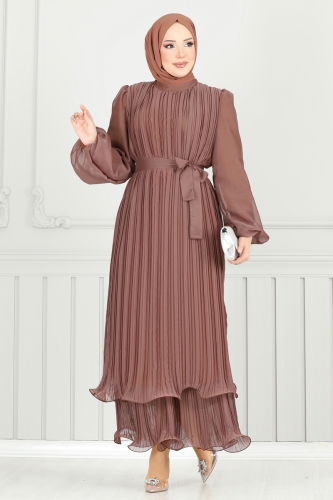 moda selvim Evening Dress 5689EDF311 Copper - Thumbnail