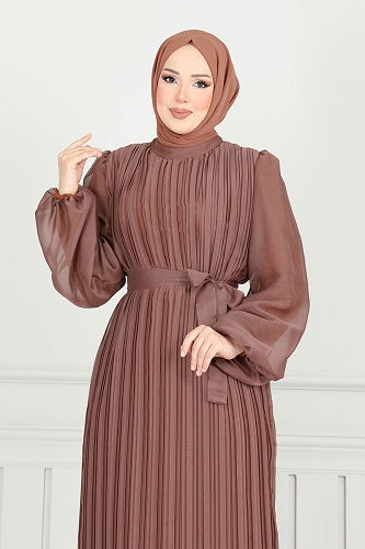 moda selvim Evening Dress 5689EDF311 Copper - Thumbnail