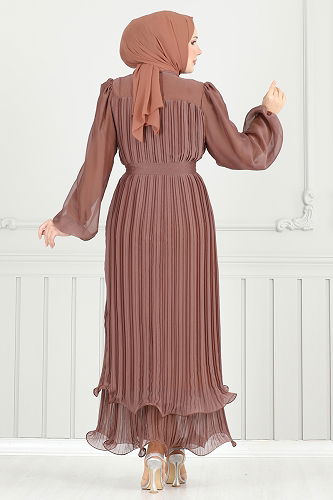 moda selvim Evening Dress 5689EDF311 Copper - Thumbnail