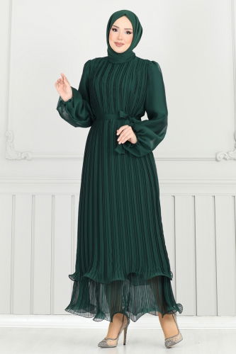 moda selvim فستان سهرة زيتي 5689EDF311 - Thumbnail